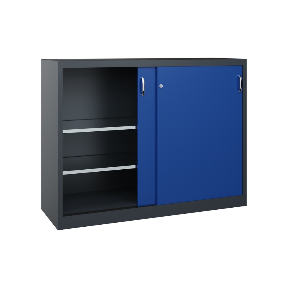 Produktabbildung Nr. 3: C+P Schwerlast-Schiebetürenschrank, HxBxT 1.200 x 1.600 x 500 mm, 4 Fachböden, anthrazitgrau, enzianblau