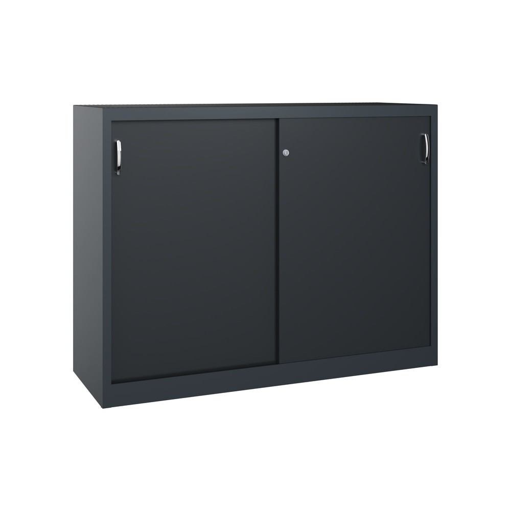 Produktabbildung: C+P Schwerlast-Schiebetürenschrank, HxBxT 1.200 x 1.600 x 500 mm, 4 Fachböden, anthrazitgrau, schwarzgrau