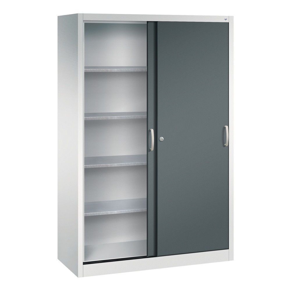 Produktabbildung Nr. 3: C+P Schwerlast-Schiebetürenschrank, HxBxT 1.950 x 1.200 x 500 mm, 4 Fachböden, lichtgrau, anthrazitgrau