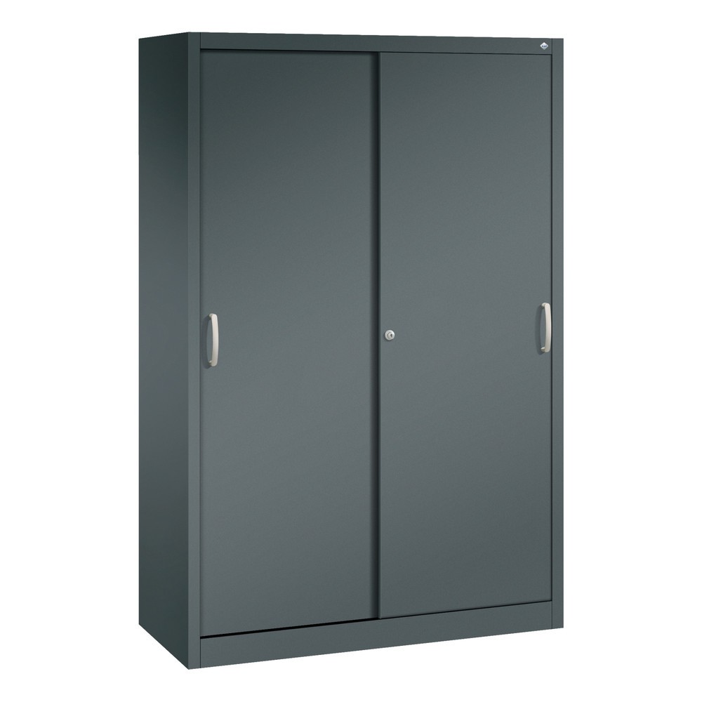 Produktabbildung: C+P Schwerlast-Schiebetürenschrank, HxBxT 1.950 x 1.200 x 500 mm, 4 Fachböden, anthrazitgrau, anthrazitgrau