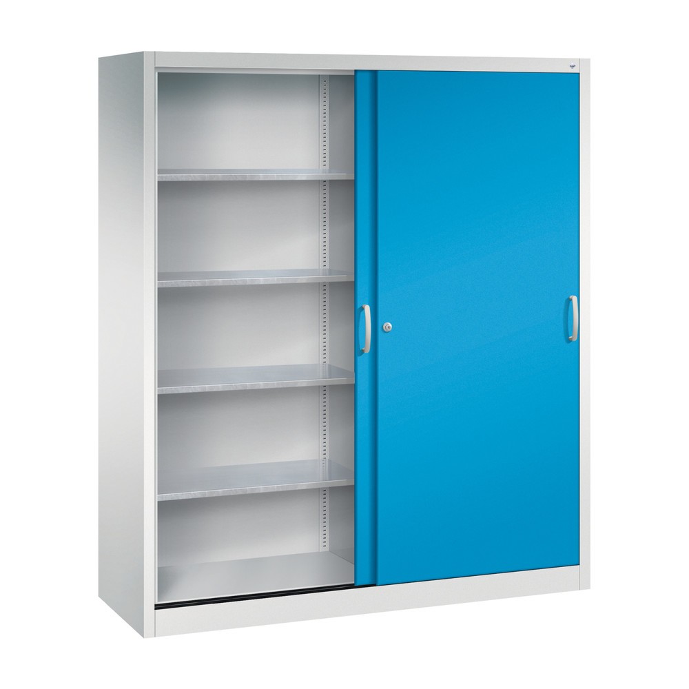 Produktabbildung Nr. 3: C+P Schwerlast-Schiebetürenschrank, HxBxT 1.950 x 1.600 x 500 mm, 8 Fachböden, lichtgrau, lichtblau
