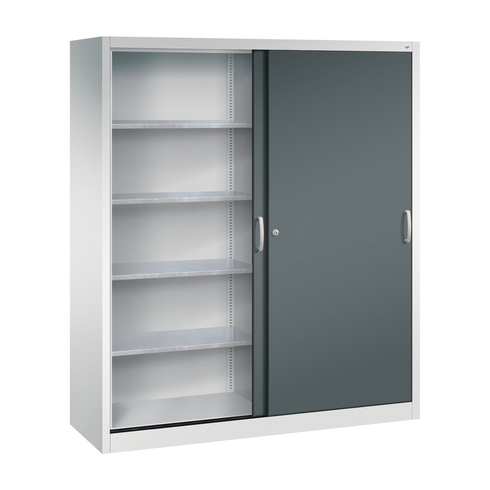 Produktabbildung Nr. 3: C+P Schwerlast-Schiebetürenschrank, HxBxT 1.950 x 1.600 x 500 mm, 8 Fachböden, lichtgrau, anthrazitgrau