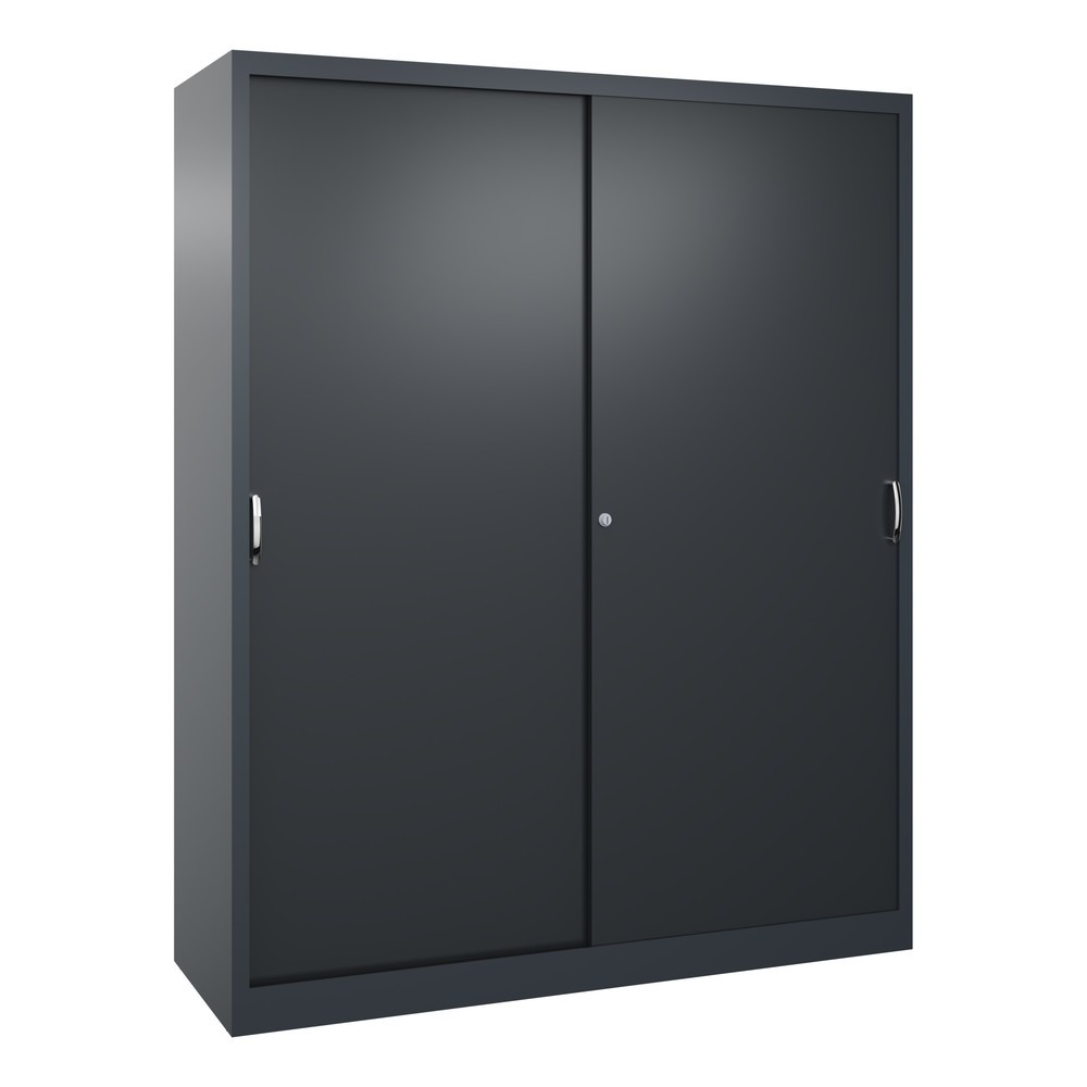 Produktabbildung: C+P Schwerlast-Schiebetürenschrank, HxBxT 1.950 x 1.600 x 500 mm, 8 Fachböden, anthrazitgrau, schwarzgrau