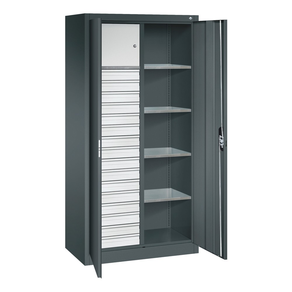 Produktabbildung Nr. 4: C+P Schwerlastschrank mit 4 Fachböden, HxBxT 1.950 x 930 x 500 mm, lichtgrau, rubinrot