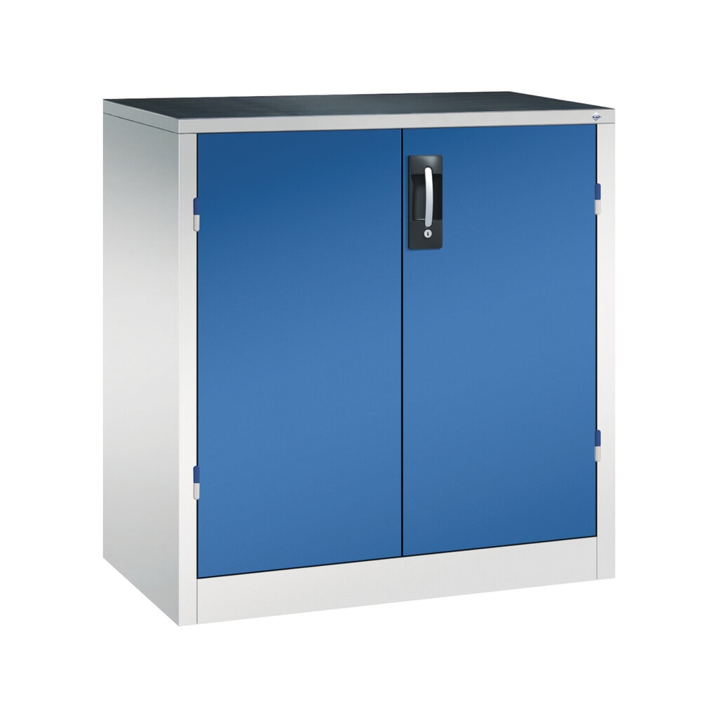 C+P Schwerlastschrank mit 1 Fachboden, HxBxT 1.000 x 930 x 500 mm, lichtgrau, enzianblau Produktabbildung: C+P Schwerlastschrank mit 1 Fachboden, HxBxT 1.000 x 930 x 500 mm, lichtgrau, enzianblau