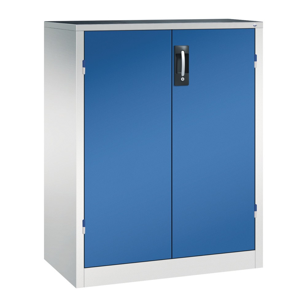 Produktabbildung: C+P Schwerlastschrank mit 2 Fachböden, HxBxT 1.200 x 930 x 500 mm, lichtgrau, enzianblau