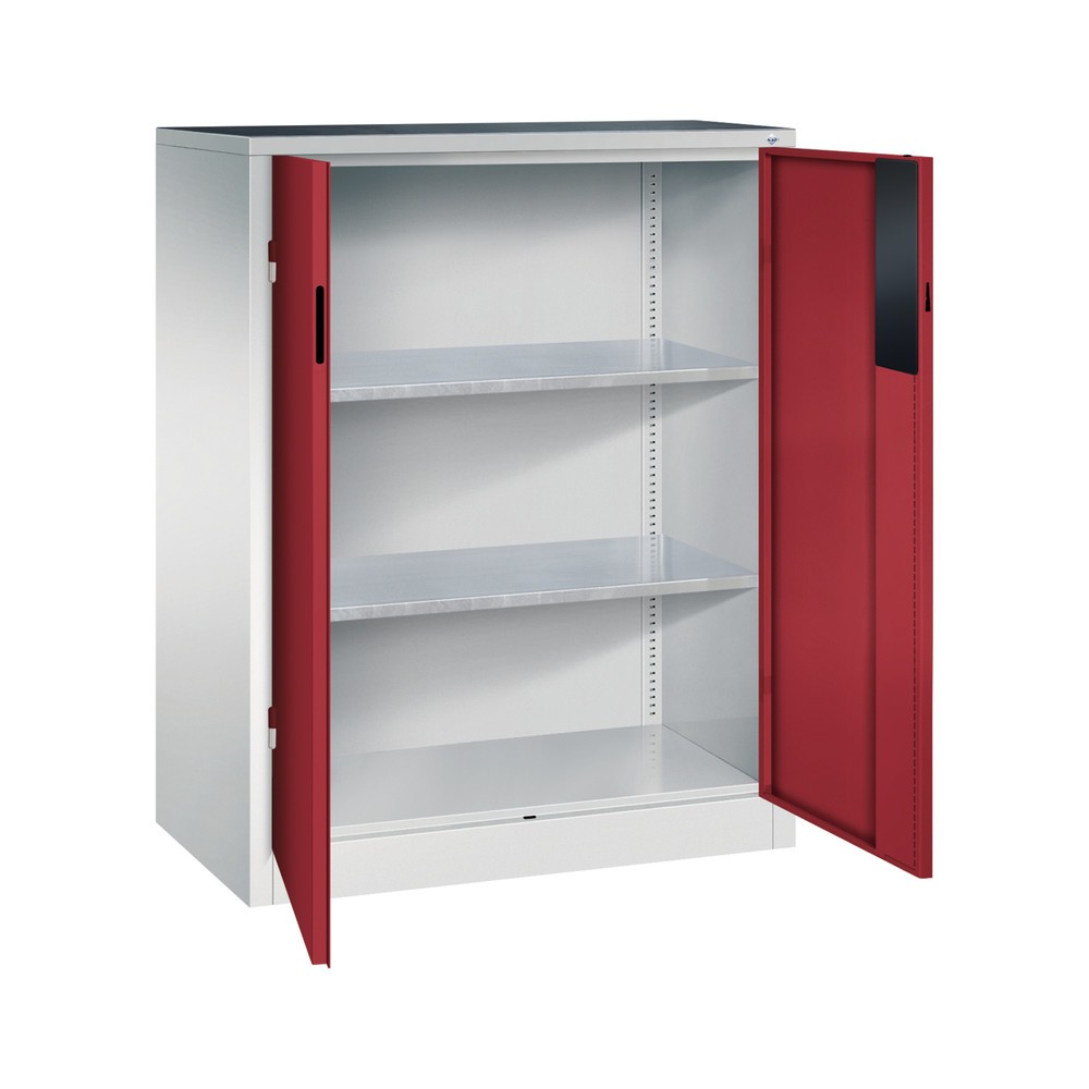 Produktabbildung Nr. 4: C+P Schwerlastschrank mit 2 Fachböden, HxBxT 1.200 x 930 x 500 mm, lichtgrau, rubinrot