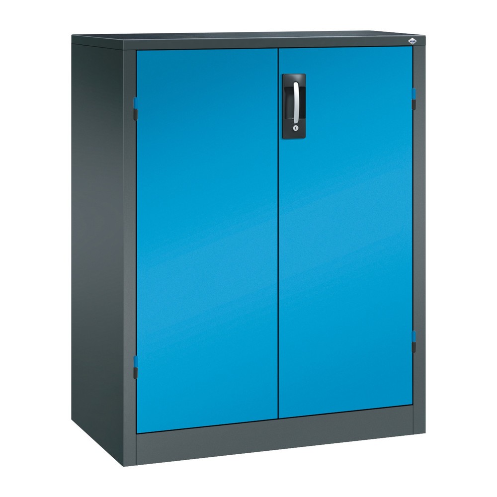 Produktabbildung: C+P Schwerlastschrank mit 2 Fachböden, HxBxT 1.200 x 930 x 500 mm, anthrazitgrau, lichtblau