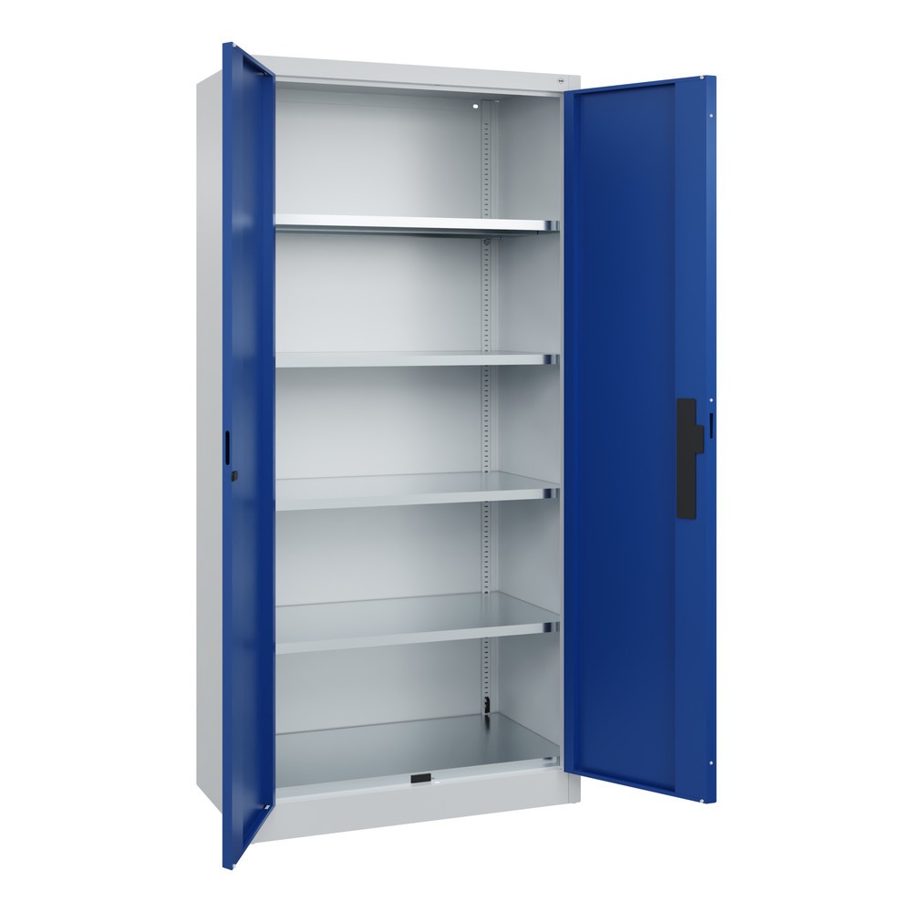 Produktabbildung Nr. 4: C+P Schwerlastschrank mit 4 Fachböden, HxBxT 1.950 x 930 x 500 mm, lichtgrau, enzianblau