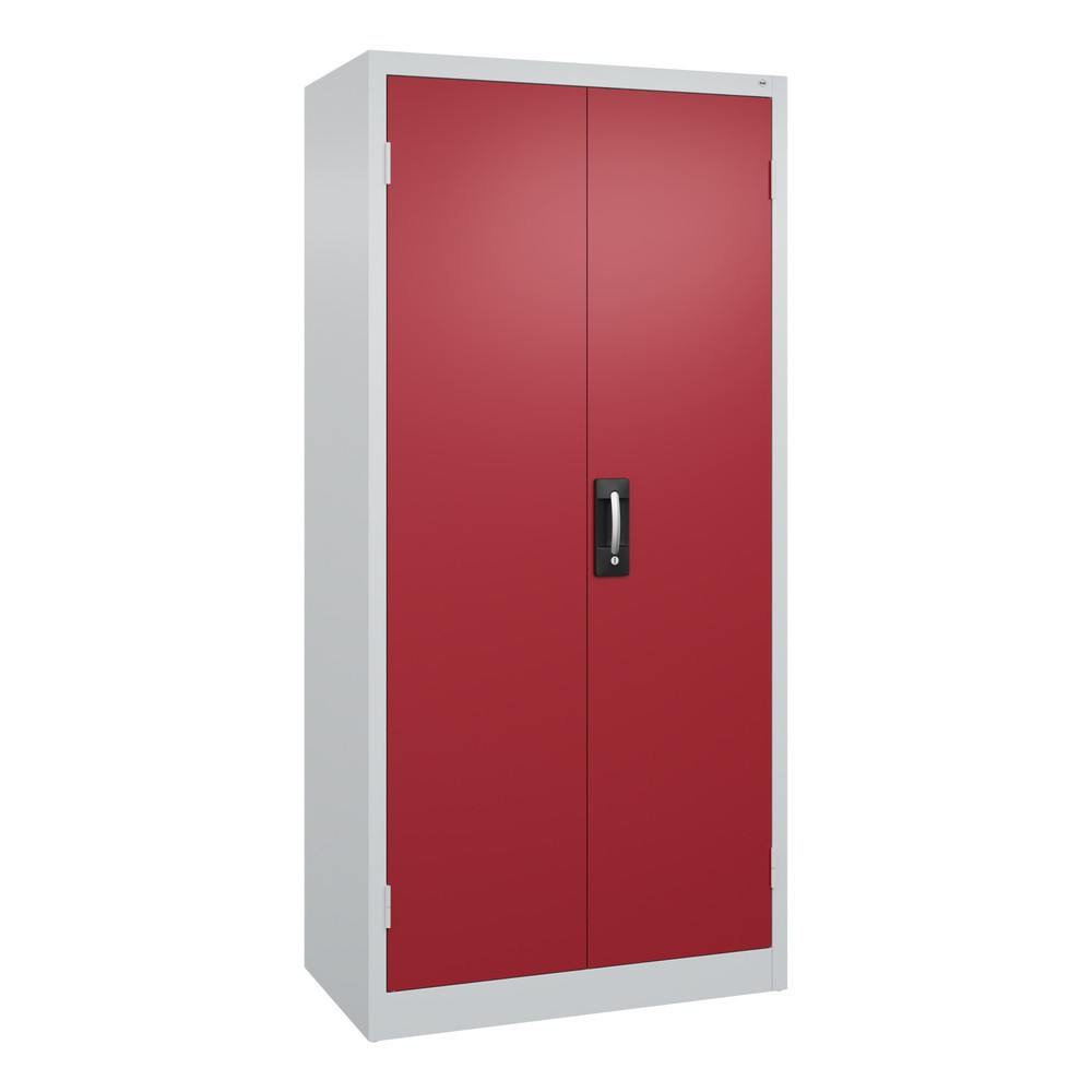 Produktabbildung: C+P Schwerlastschrank mit 4 Fachböden, HxBxT 1.950 x 930 x 500 mm, lichtgrau, rubinrot