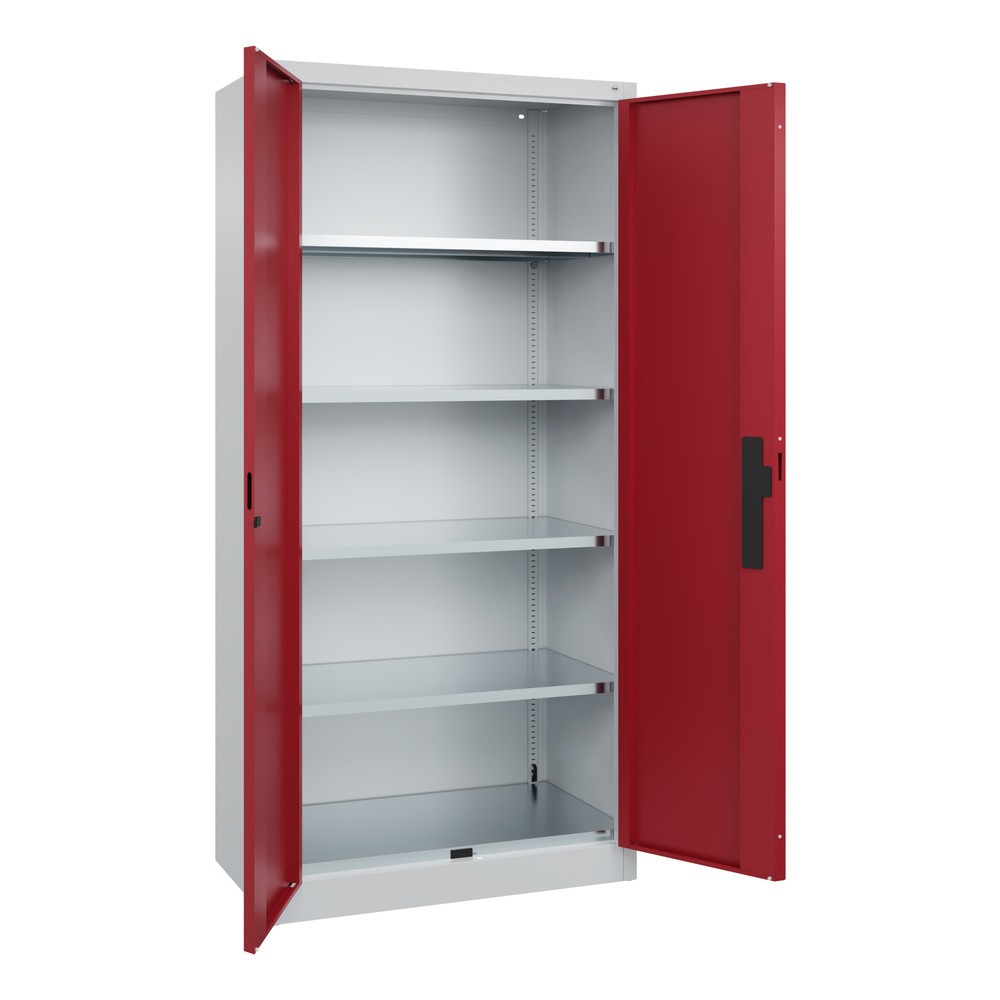 Produktabbildung Nr. 5: C+P Schwerlastschrank mit 4 Fachböden, HxBxT 1.950 x 930 x 500 mm, lichtgrau, rubinrot