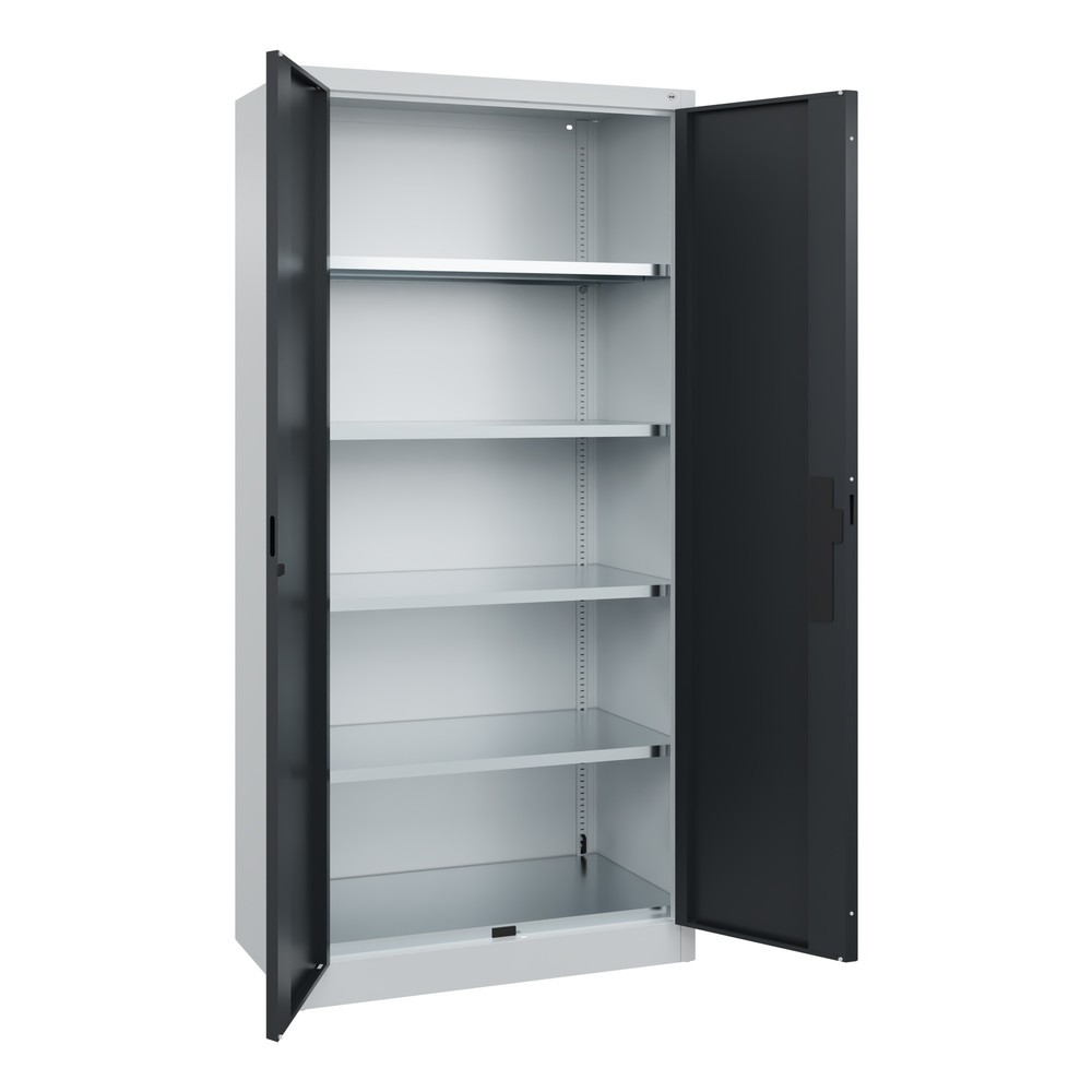 Produktabbildung Nr. 6: C+P Schwerlastschrank mit 4 Fachböden, HxBxT 1.950 x 930 x 500 mm, lichtgrau, schwarzgrau