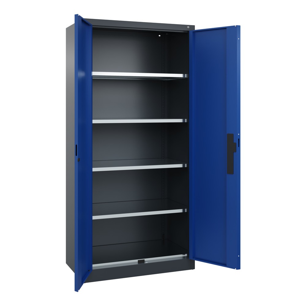 Produktabbildung Nr. 5: C+P Schwerlastschrank mit 4 Fachböden, HxBxT 1.950 x 930 x 500 mm, anthrazitgrau, enzianblau