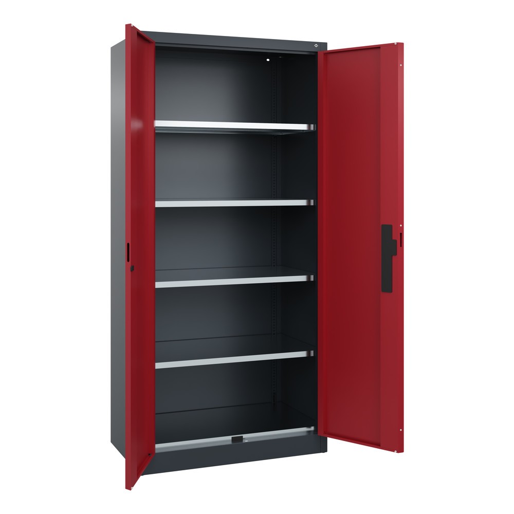 Produktabbildung Nr. 5: C+P Schwerlastschrank mit 4 Fachböden, HxBxT 1.950 x 930 x 500 mm, anthrazitgrau, rubinrot