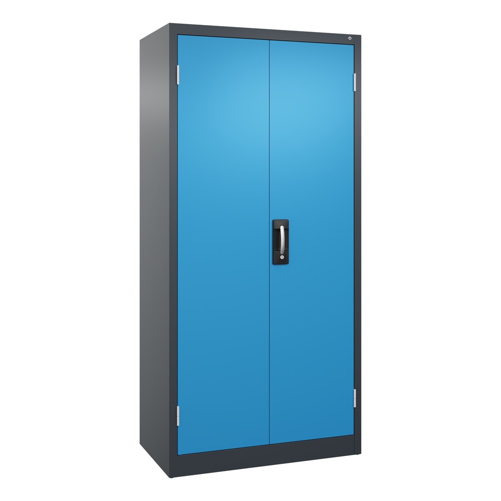 Produktabbildung: C+P Schwerlastschrank mit 4 Fachböden, HxBxT 1.950 x 930 x 500 mm, anthrazitgrau, lichtblau