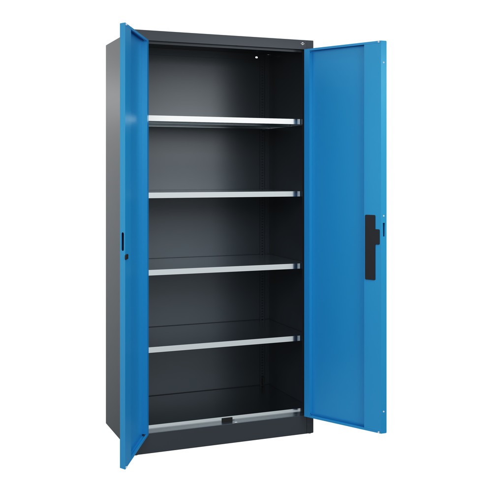 Produktabbildung Nr. 5: C+P Schwerlastschrank mit 4 Fachböden, HxBxT 1.950 x 930 x 500 mm, anthrazitgrau, lichtblau