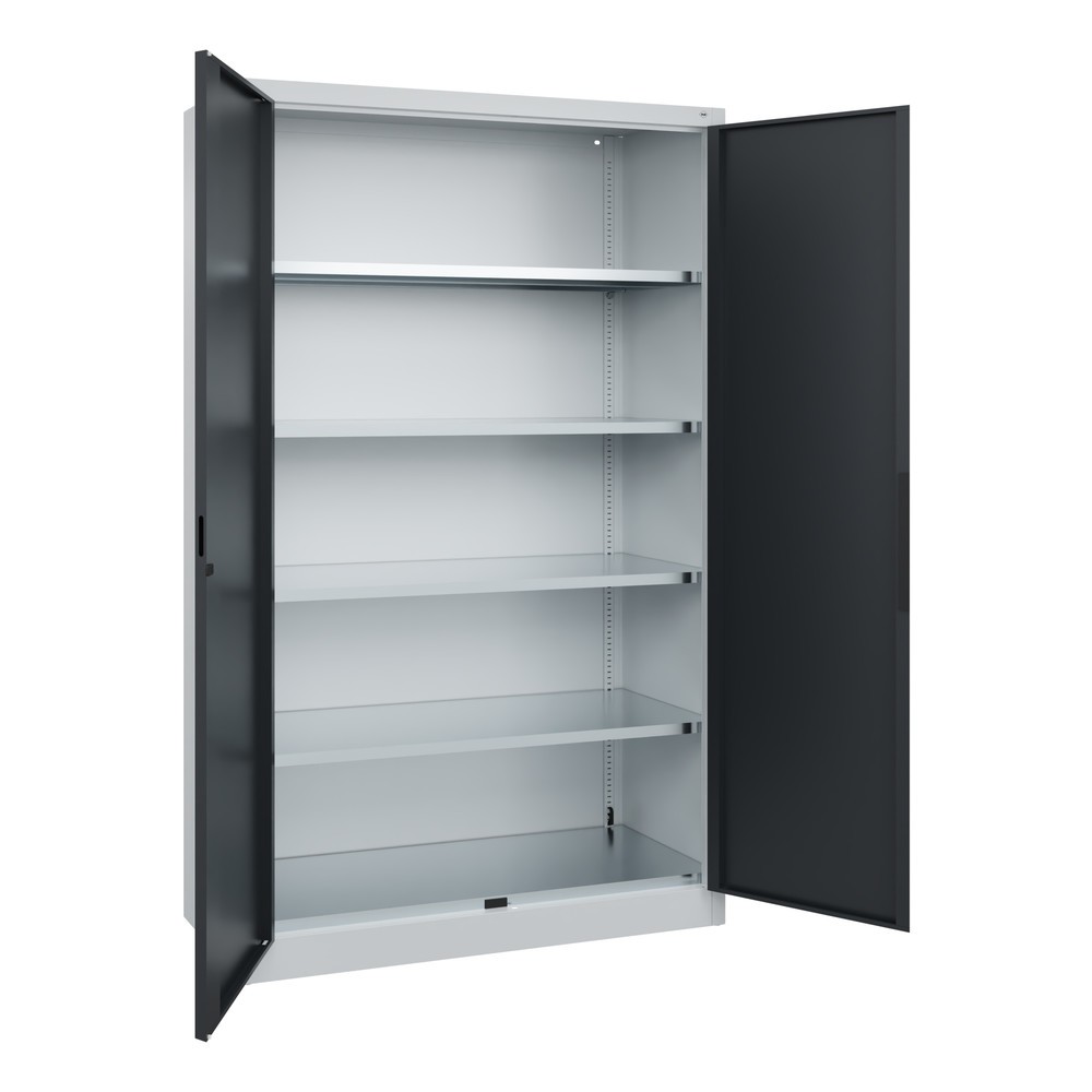 Produktabbildung Nr. 4: C+P Schwerlastschrank mit 4 Fachböden, HxBxT 1.950 x 1.200 x 500 mm, lichtgrau, schwarzgrau