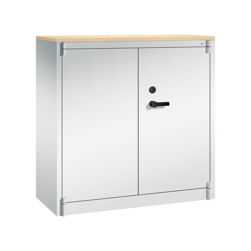 Produktabbildung: C+P Sicherheits-Flügeltürschrank, 3 OH, HxBxT 1.226 x 1.200 x 500 mm, lichtgrau, lichtgrau, Ahorn