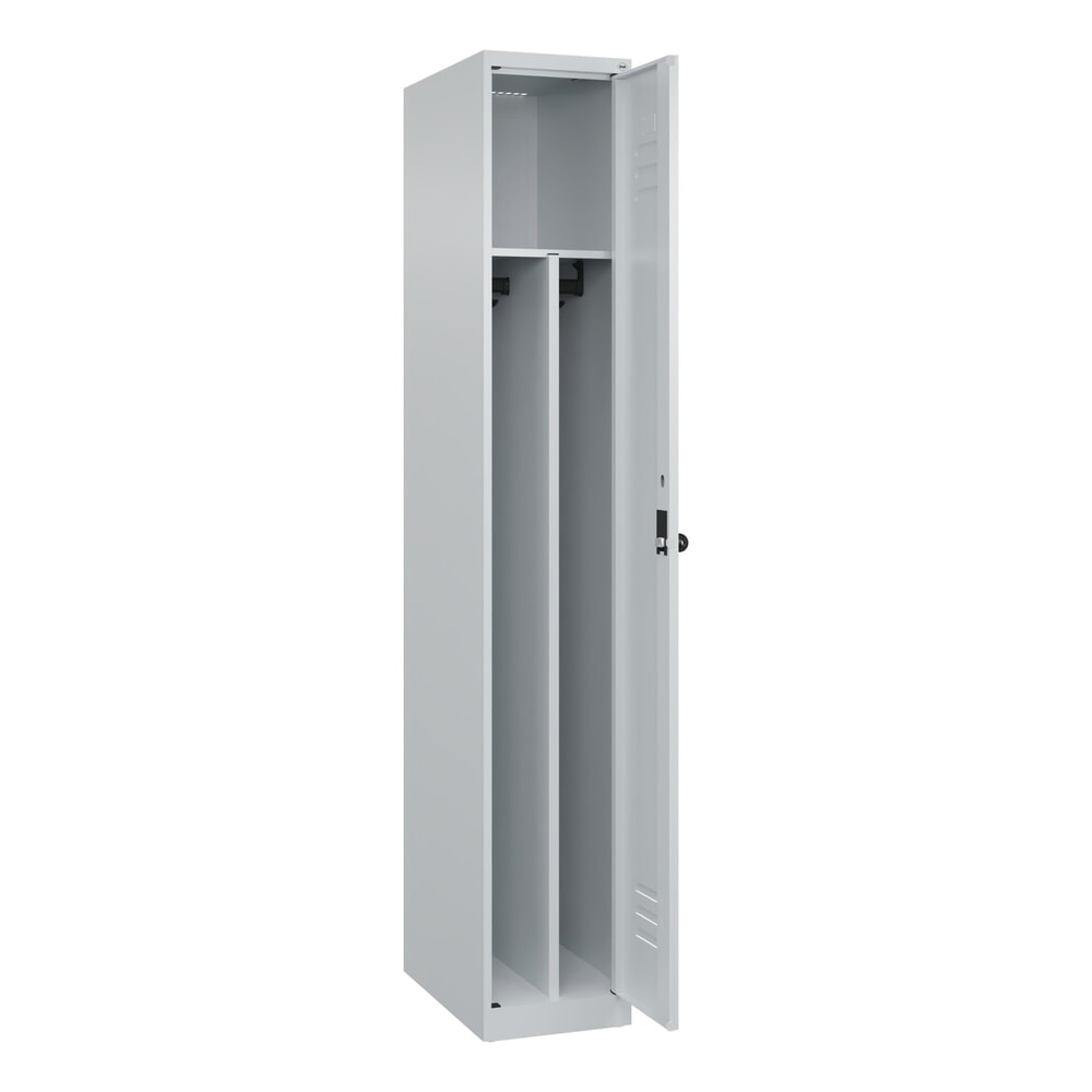 C+P Spind Classic PLUS, 1 Abteil, HxBxT 1.850 x 300 x 500 mm, lichtgrau, lichtgrau, für Vorhängeschloss, mit Mitteltrennwand Produktabbildung: C+P Spind Classic PLUS, 1 Abteil, HxBxT 1.850 x 300 x 500 mm, lichtgrau, lichtgrau, für Vorhängeschloss, mit Mitteltrennwand
