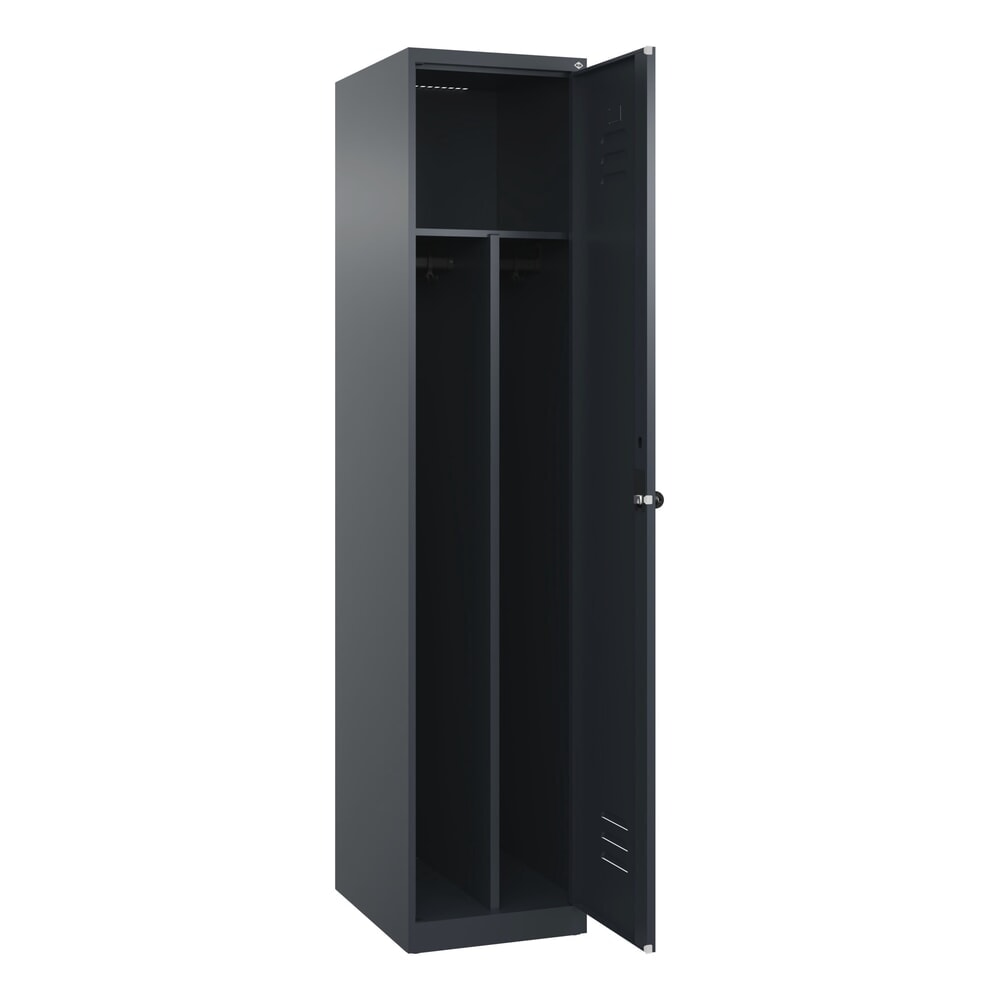 C+P Spind Classic PLUS, 1 Abteil, HxBxT 1.850 x 400 x 500 mm, anthrazitgrau, anthrazitgrau, für Vorhängeschloss, mit Mitteltrennwand Produktabbildung: C+P Spind Classic PLUS, 1 Abteil, HxBxT 1.850 x 400 x 500 mm, anthrazitgrau, anthrazitgrau, für Vorhängeschloss, mit Mitteltrennwand