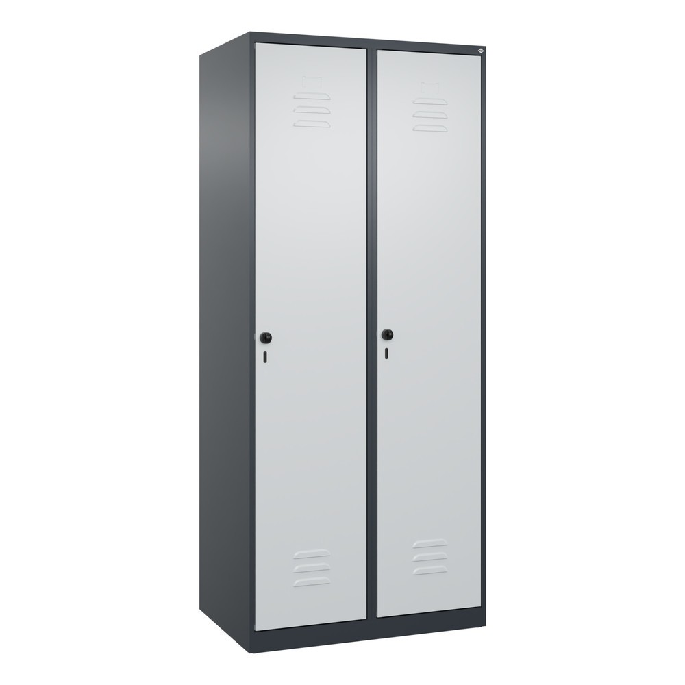 Produktabbildung: C+P Spind Classic PLUS, 2 Abteile, HxBxT 1.850 x 800 x 500 mm, anthrazitgrau, lichtgrau, für Vorhängeschloss, ohne Mitteltrennwand