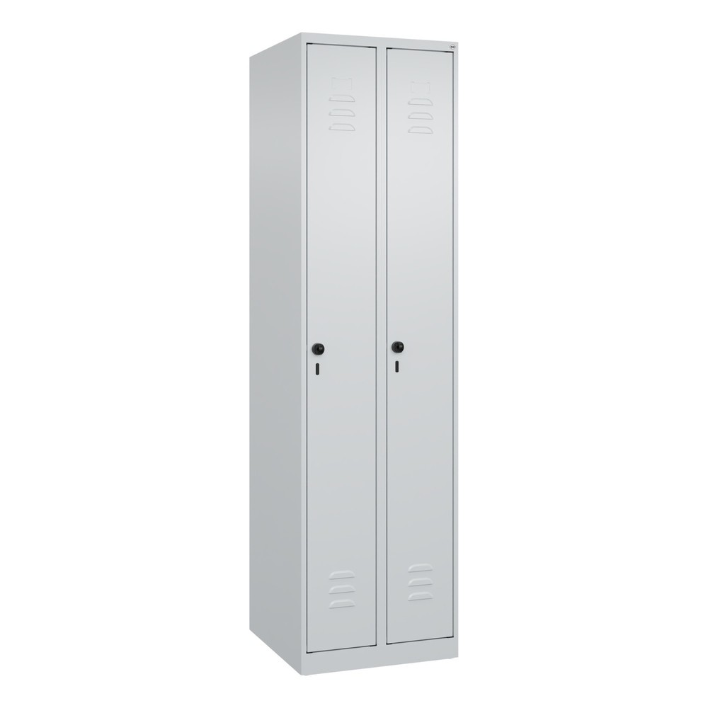 Produktabbildung: C+P Spind Classic PLUS, 2 Abteile, HxBxT 1.850 x 500 x 500 mm, lichtgrau, lichtgrau, für Vorhängeschloss, ohne Mitteltrennwand