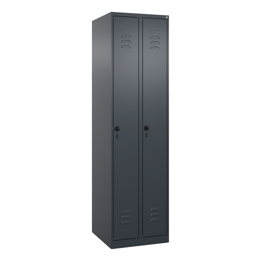 Produktabbildung: C+P Spind Classic PLUS, 2 Abteile, HxBxT 1.850 x 500 x 500 mm, anthrazitgrau, anthrazitgrau, für Vorhängeschloss, ohne Mitteltrennwand