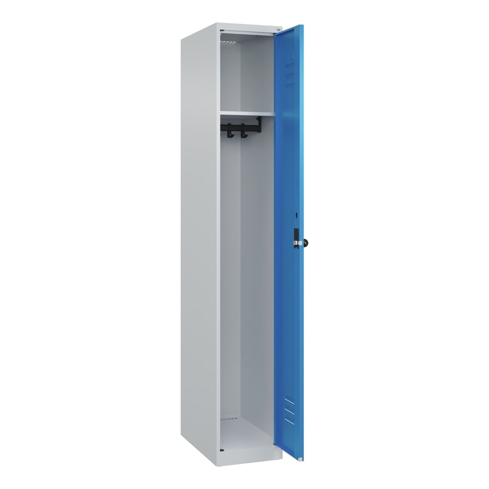 Produktabbildung: C+P Spind Classic PLUS, 1 Abteil, HxBxT 1.850 x 300 x 500 mm, lichtgrau, lichtblau, für Vorhängeschloss, ohne Mitteltrennwand