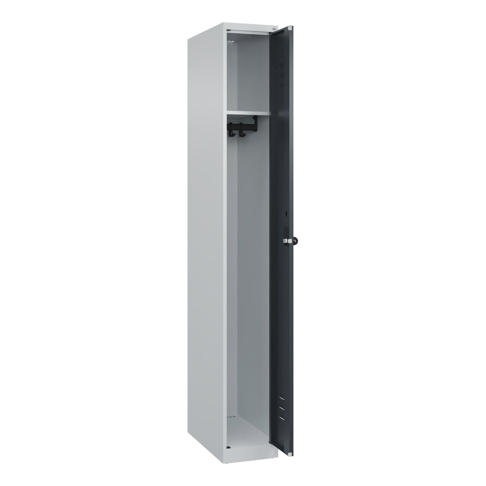Produktabbildung Nr. 1: C+P Spind Classic PLUS, 1 Abteil, HxBxT 1.850 x 250 x 500 mm, lichtgrau, anthrazitgrau, für Vorhängeschloss, ohne Mitteltrennwand