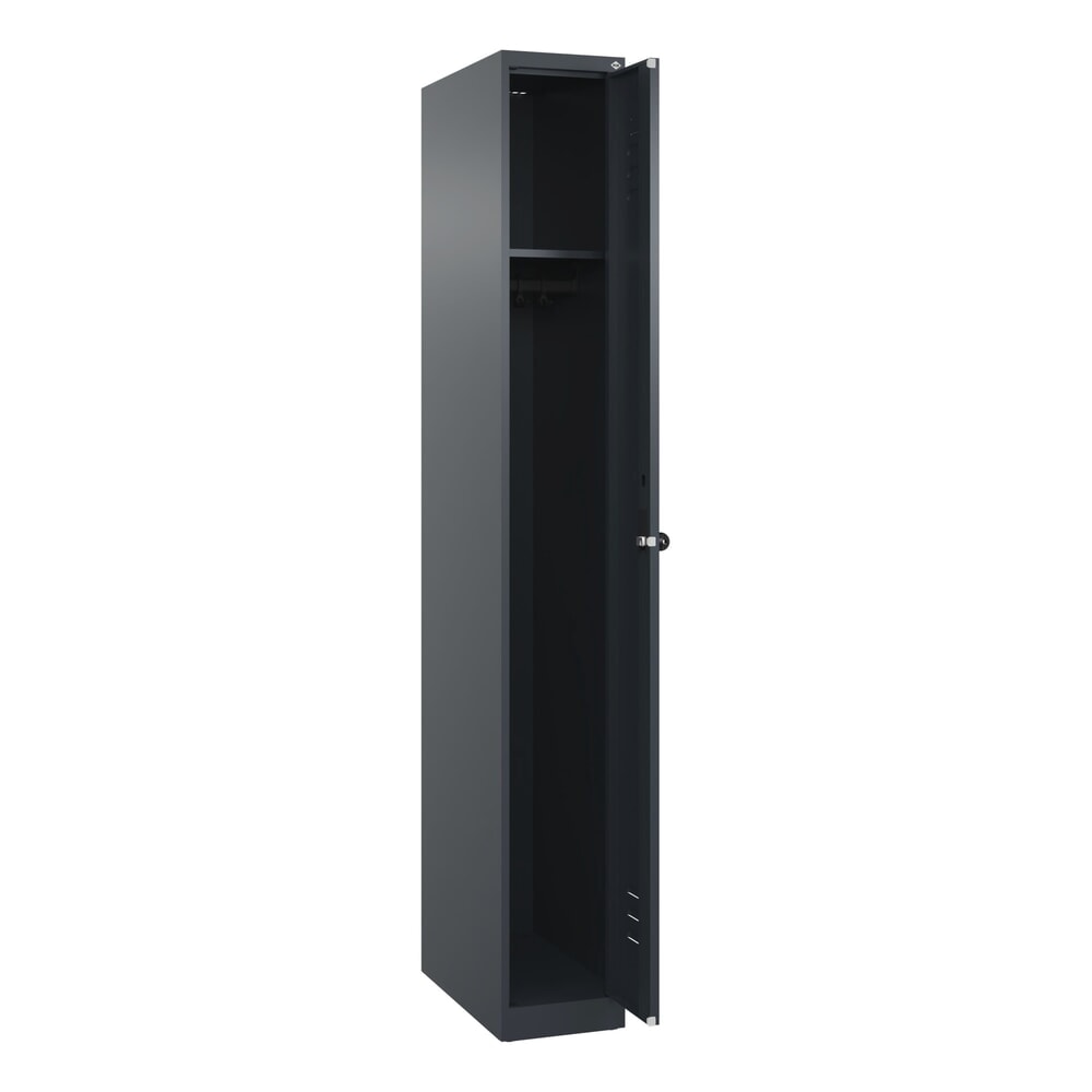 Produktabbildung Nr. 1: C+P Spind Classic PLUS, 1 Abteil, HxBxT 1.850 x 250 x 500 mm, anthrazitgrau, anthrazitgrau, für Vorhängeschloss, ohne Mitteltrennwand