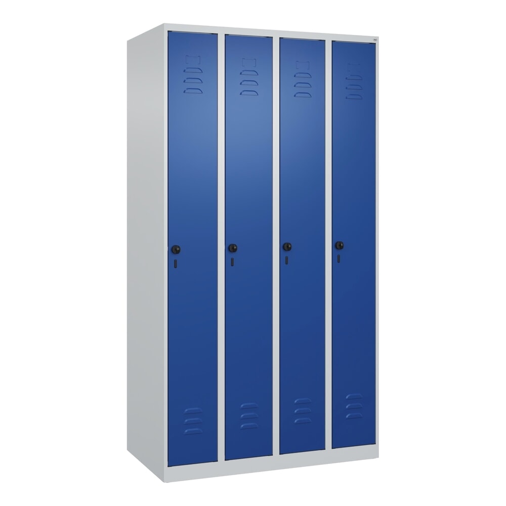 Produktabbildung Nr. 9: C+P Spind Classic PLUS, 4 Abteile, HxBxT 1.850 x 1.000 x 500 mm, lichtgrau, enzianblau, für Vorhängeschloss, ohne Mitteltrennwand