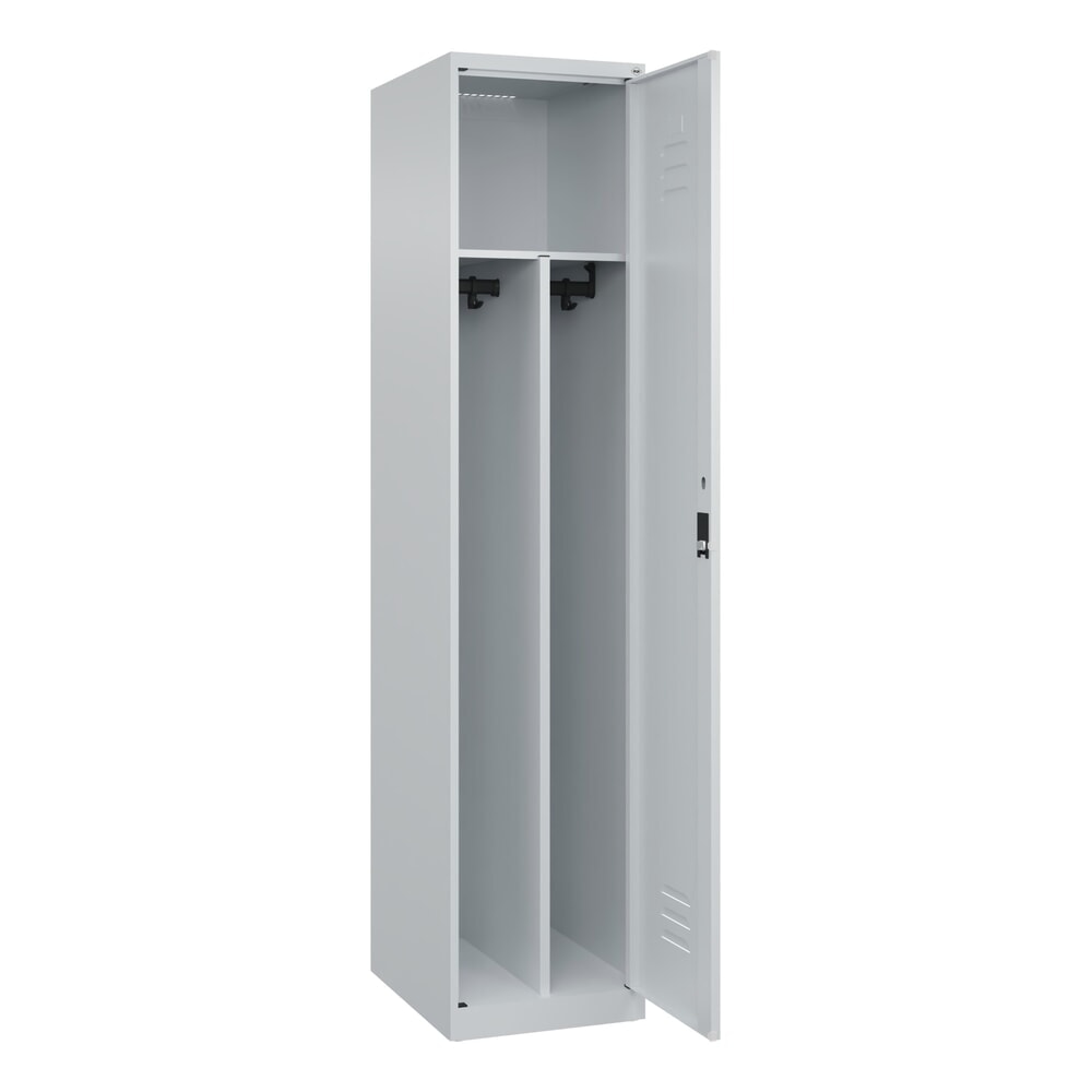 Produktabbildung: C+P Spind Classic PLUS, 1 Abteil, HxBxT 1.850 x 400 x 500 mm, lichtgrau, lichtgrau, Zylinderschloss, mit Mitteltrennwand