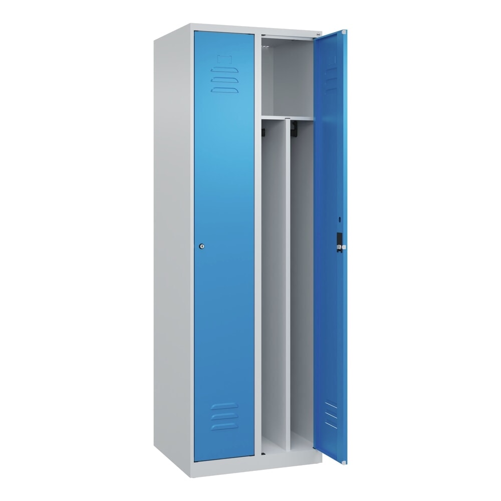 Produktabbildung: C+P Spind Classic PLUS, 2 Abteile, HxBxT 1.850 x 600 x 500 mm, lichtgrau, lichtblau, Zylinderschloss, mit Mitteltrennwand