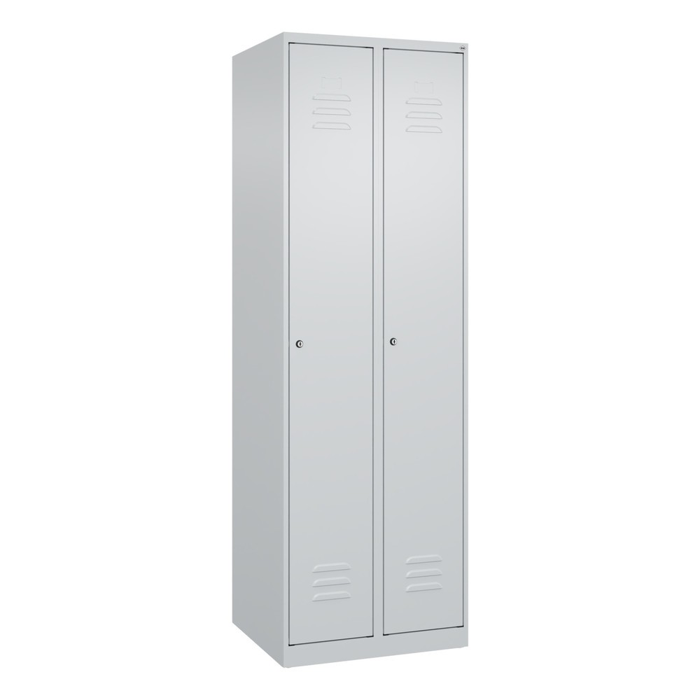 Produktabbildung: C+P Spind Classic PLUS, 2 Abteile, HxBxT 1.850 x 600 x 500 mm, lichtgrau, lichtgrau, Zylinderschloss, ohne Mitteltrennwand
