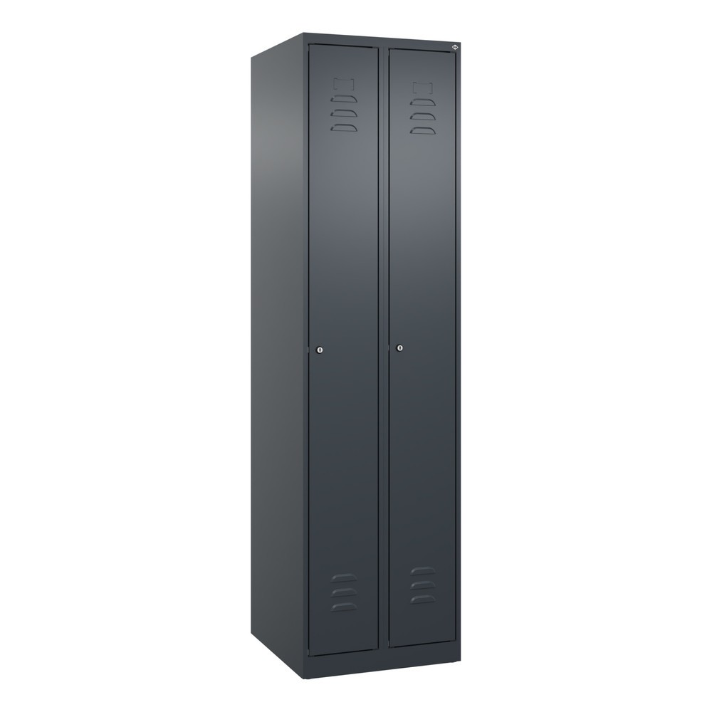 Produktabbildung: C+P Spind Classic PLUS, 2 Abteile, HxBxT 1.850 x 500 x 500 mm, anthrazitgrau, anthrazitgrau, Zylinderschloss, ohne Mitteltrennwand