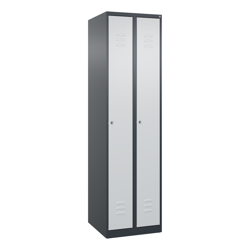 Produktabbildung: C+P Spind Classic PLUS, 2 Abteile, HxBxT 1.850 x 500 x 500 mm, anthrazitgrau, lichtgrau, Zylinderschloss, ohne Mitteltrennwand