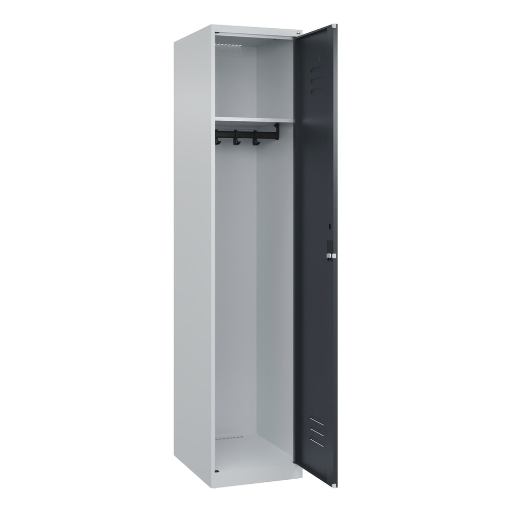 C+P Spind Classic PLUS, 1 Abteil, HxBxT 1.850 x 400 x 500 mm, lichtgrau, anthrazitgrau, Zylinderschloss, ohne Mitteltrennwand Produktabbildung: C+P Spind Classic PLUS, 1 Abteil, HxBxT 1.850 x 400 x 500 mm, lichtgrau, anthrazitgrau, Zylinderschloss, ohne Mitteltrennwand