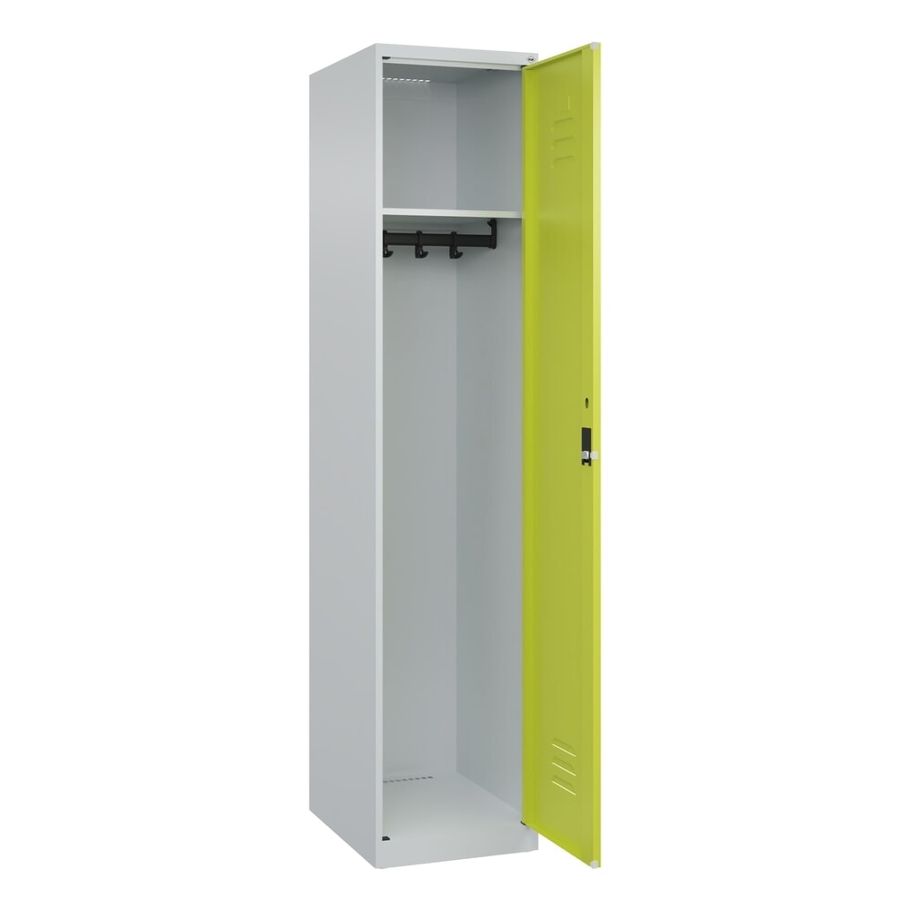 Produktabbildung: C+P Spind Classic PLUS, 1 Abteil, HxBxT 1.850 x 400 x 500 mm, lichtgrau, clowngrün, Zylinderschloss, ohne Mitteltrennwand