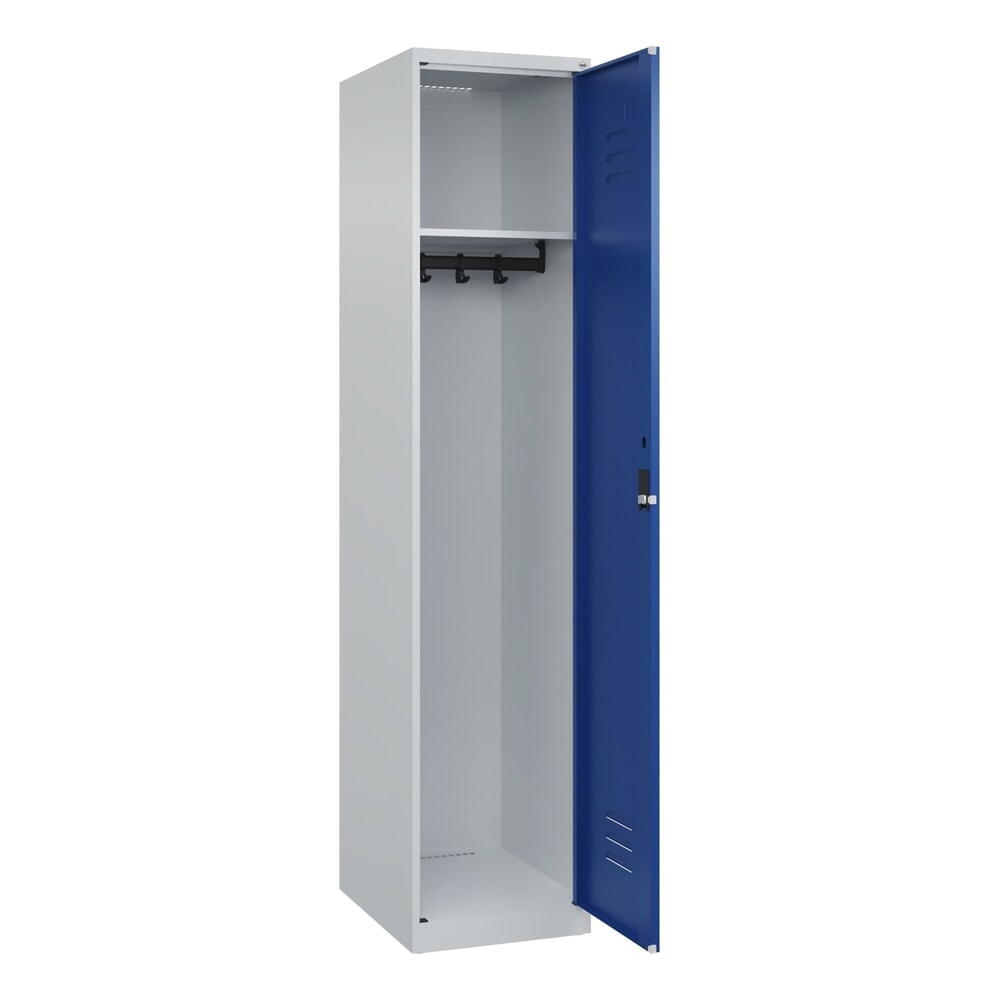 Produktabbildung: C+P Spind Classic PLUS, 1 Abteil, HxBxT 1.850 x 400 x 500 mm, lichtgrau, enzianblau, Zylinderschloss, ohne Mitteltrennwand