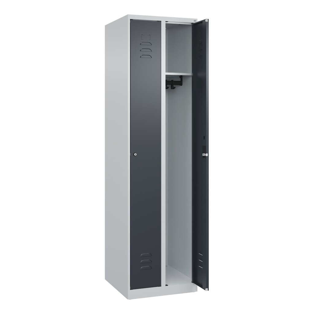 C+P Spind Classic PLUS, 2 Abteile, HxBxT 1.850 x 500 x 500 mm, lichtgrau, anthrazitgrau, Zylinderschloss, ohne Mitteltrennwand Produktabbildung Nr. 1: C+P Spind Classic PLUS, 2 Abteile, HxBxT 1.850 x 500 x 500 mm, lichtgrau, anthrazitgrau, Zylinderschloss, ohne Mitteltrennwand
