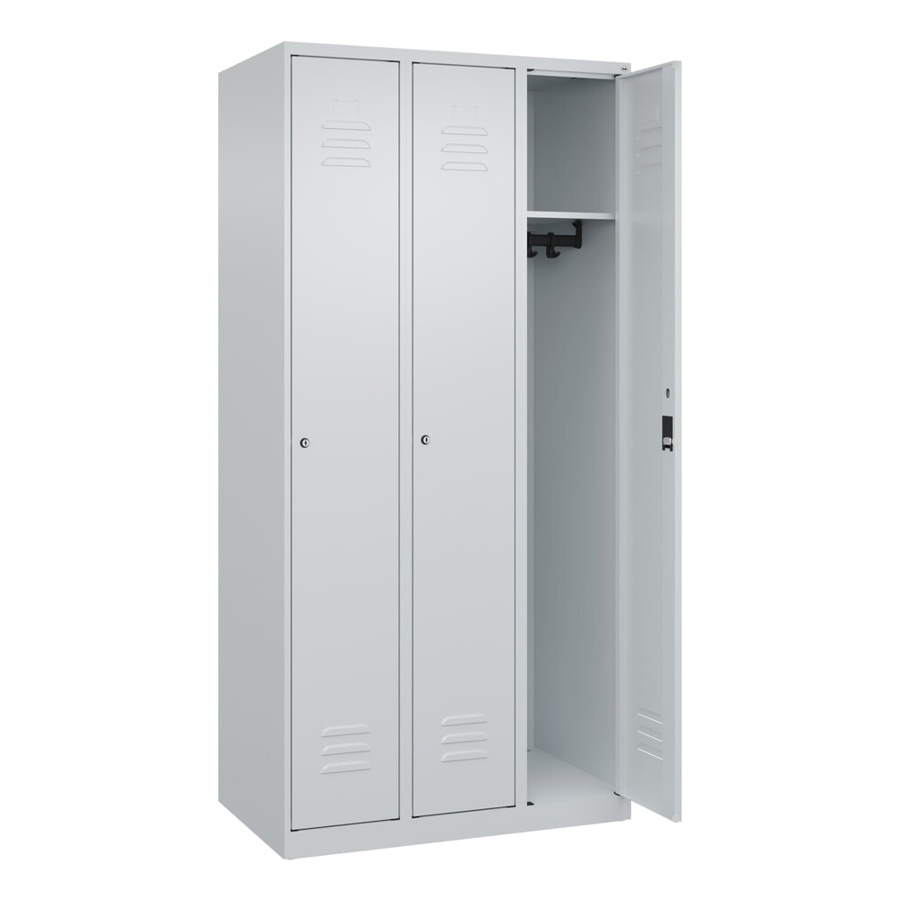 Produktabbildung: C+P Spind Classic PLUS, 3 Abteile, HxBxT 1.850 x 900 x 500 mm, lichtgrau, lichtgrau, Zylinderschloss, ohne Mitteltrennwand