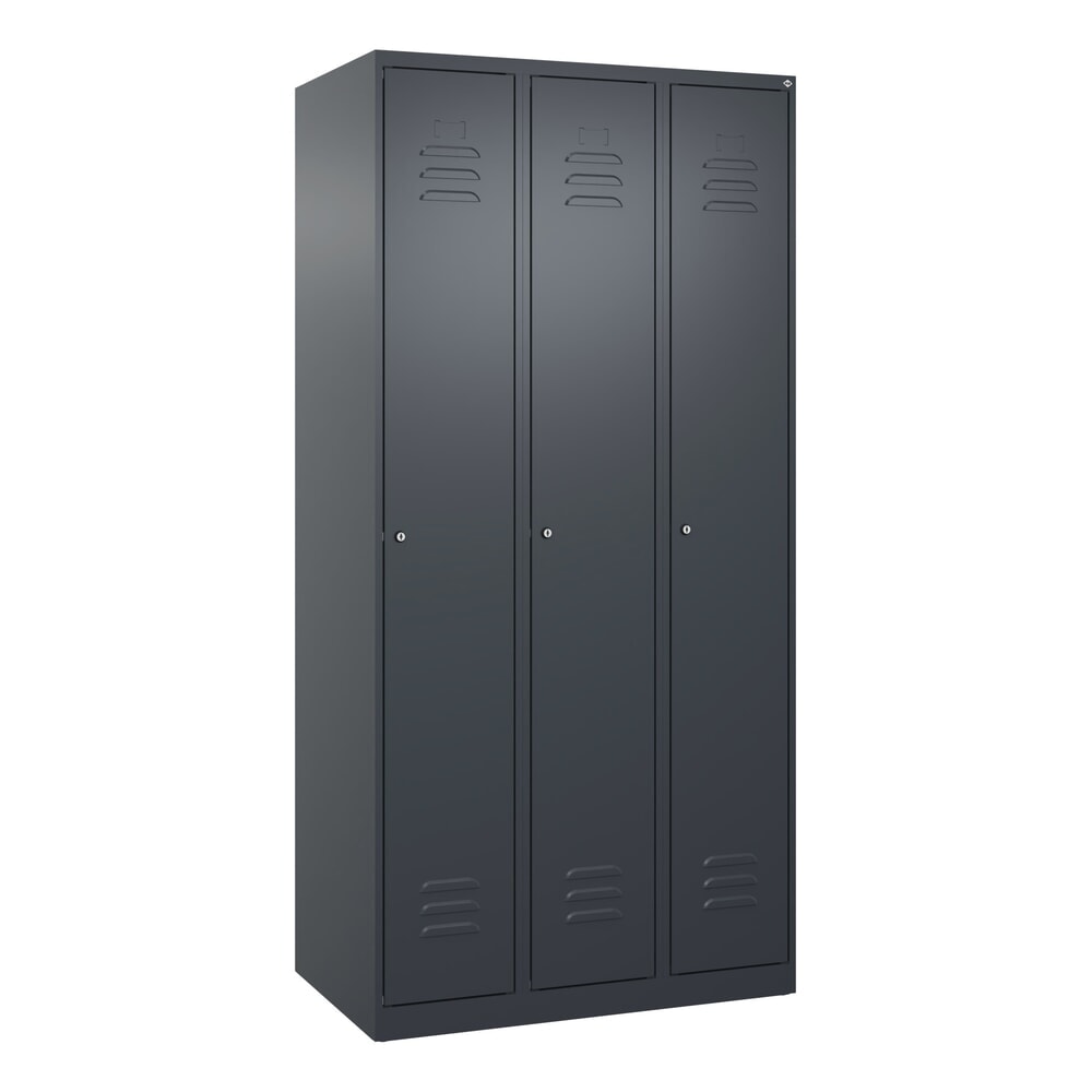 Produktabbildung Nr. 9: C+P Spind Classic PLUS, 3 Abteile, HxBxT 1.850 x 900 x 500 mm, anthrazitgrau, anthrazitgrau, Zylinderschloss, ohne Mitteltrennwand