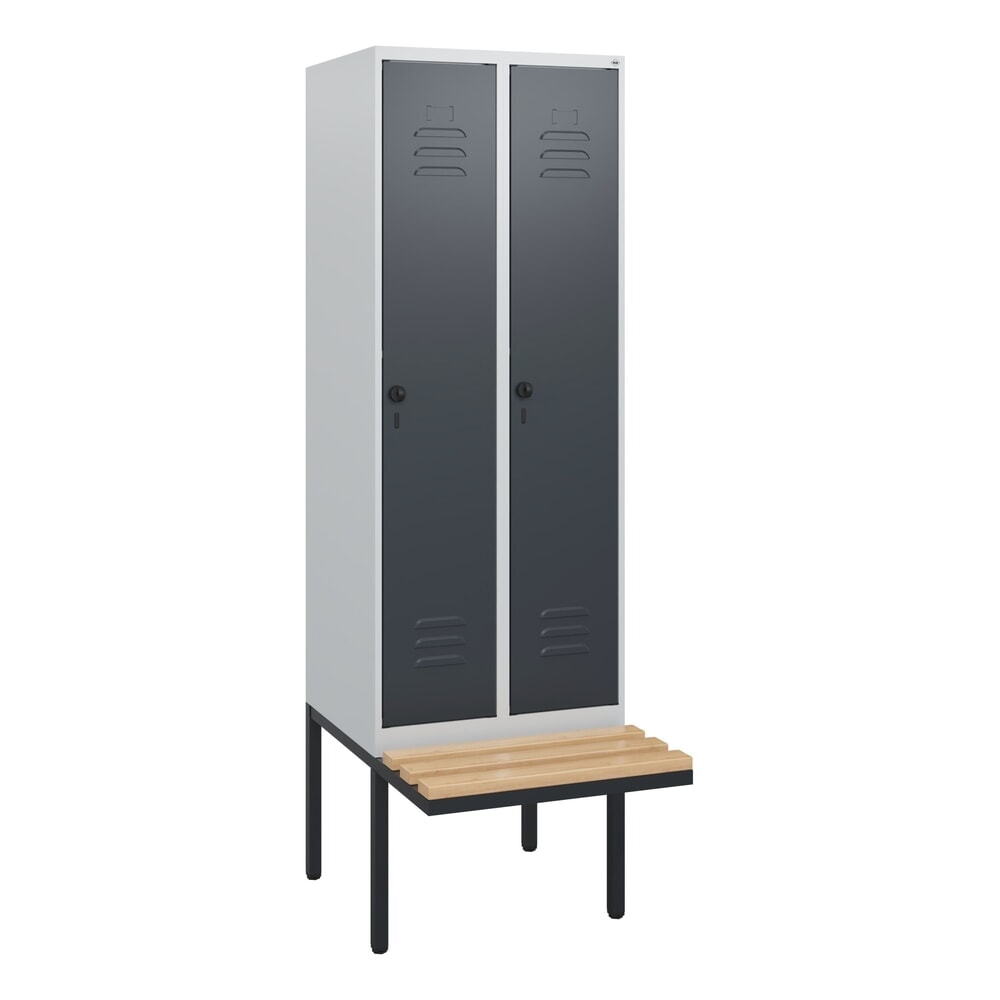 C+P Spind Classic PLUS, 2 Abteile, HxBxT 1.950 x 600 x 815 mm, für Vorhängeschloss, auskragende Bank aus Buche, lichtgrau, anthrazitgrau Produktabbildung Nr. 9: C+P Spind Classic PLUS, 2 Abteile, HxBxT 1.950 x 600 x 815 mm, für Vorhängeschloss, auskragende Bank aus Buche, lichtgrau, anthrazitgrau
