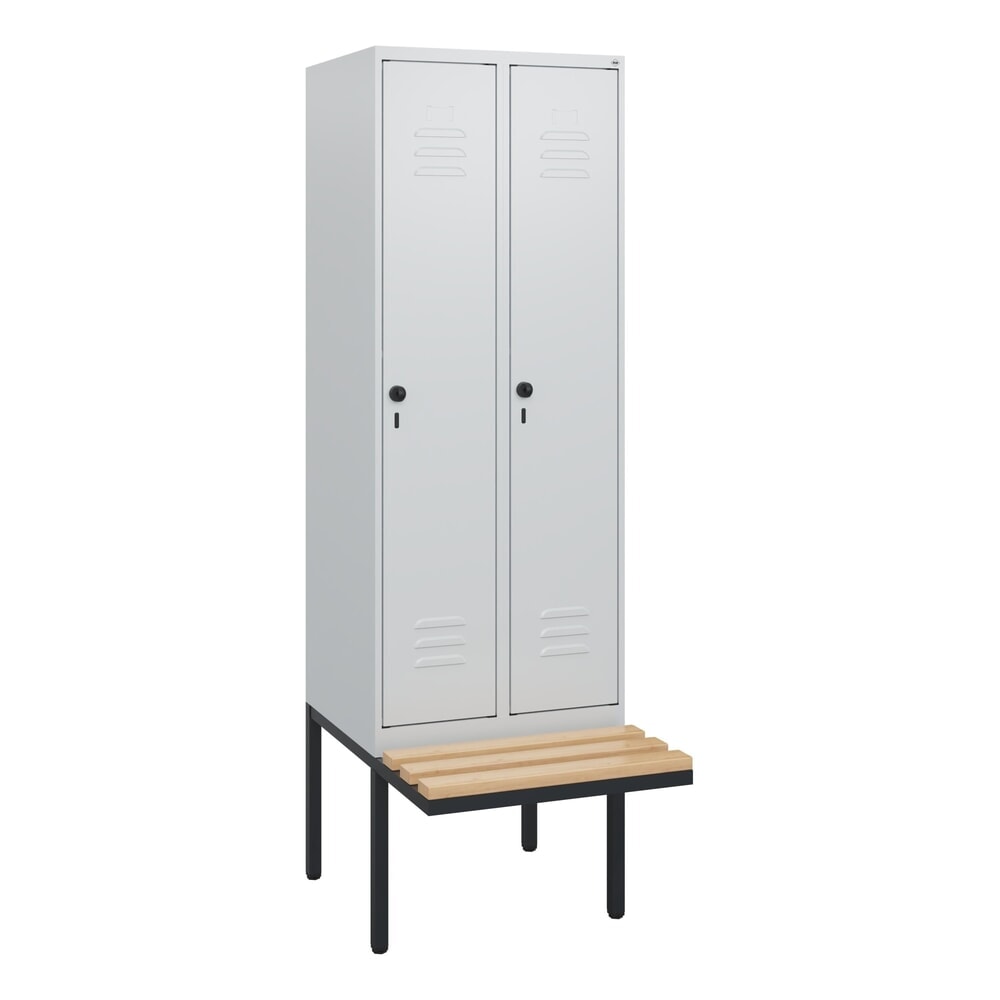 C+P Spind Classic PLUS, 2 Abteile, HxBxT 1.950 x 600 x 815 mm, für Vorhängeschloss, auskragende Bank aus Buche, lichtgrau, lichtgrau Produktabbildung Nr. 9: C+P Spind Classic PLUS, 2 Abteile, HxBxT 1.950 x 600 x 815 mm, für Vorhängeschloss, auskragende Bank aus Buche, lichtgrau, lichtgrau