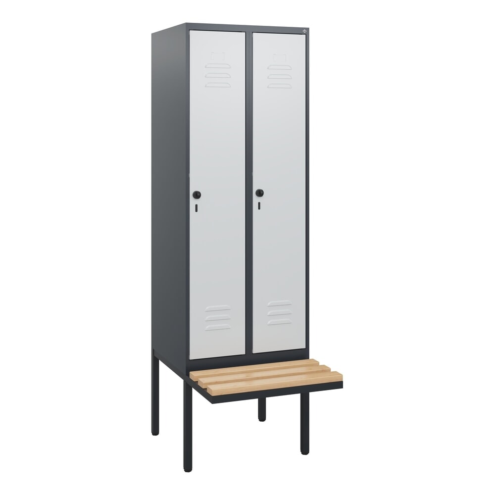 C+P Spind Classic PLUS, 2 Abteile, HxBxT 1.950 x 600 x 815 mm, für Vorhängeschloss, auskragende Bank aus Buche, anthrazitgrau, lichtgrau Produktabbildung Nr. 9: C+P Spind Classic PLUS, 2 Abteile, HxBxT 1.950 x 600 x 815 mm, für Vorhängeschloss, auskragende Bank aus Buche, anthrazitgrau, lichtgrau