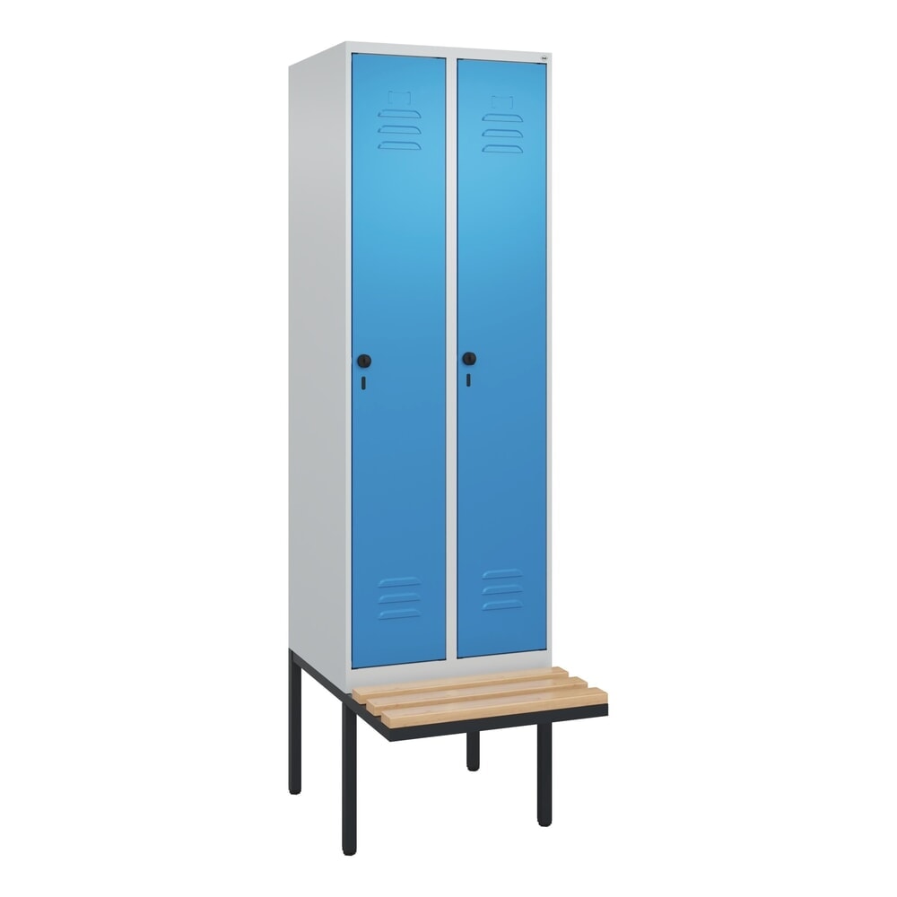 C+P Spind Classic PLUS, 2 Abteile, HxBxT 2.120 x 600 x 815 mm, für Vorhängeschloss, auskragende Bank aus Buche, lichtgrau, lichtblau Produktabbildung Nr. 9: C+P Spind Classic PLUS, 2 Abteile, HxBxT 2.120 x 600 x 815 mm, für Vorhängeschloss, auskragende Bank aus Buche, lichtgrau, lichtblau