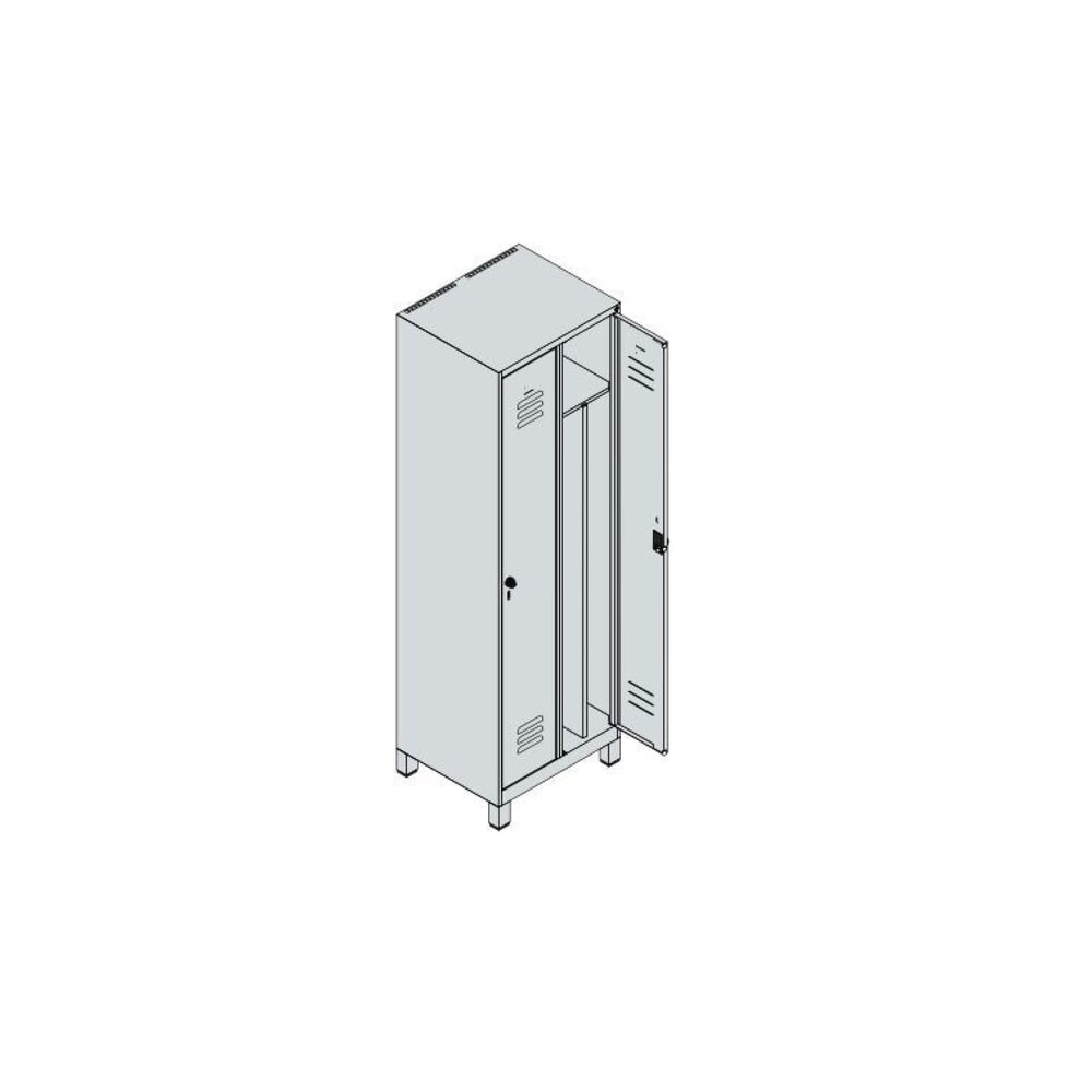 Produktabbildung Nr. 8: C+P Spind Classic PLUS, Füße, 2 Abteile, HxBxT 1.950 x 600 x 500 mm, lichtgrau, enzianblau, für Vorhängeschloss, mit Mitteltrennwand