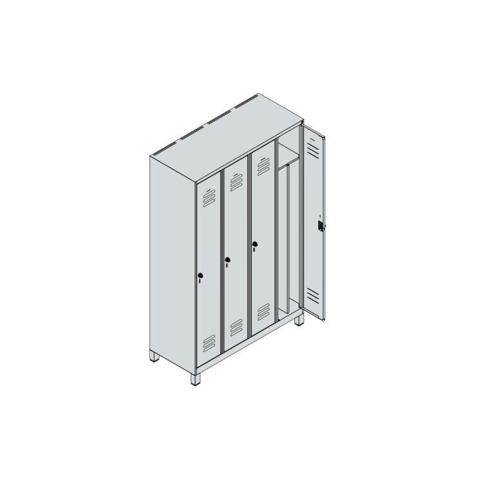 C+P Spind Classic PLUS, Füße, 4 Abteile, HxBxT 1.950 x 1.200 x 500 mm, lichtgrau, enzianblau, Zylinderschloss, mit Mitteltrennwand Produktabbildung Nr. 8: C+P Spind Classic PLUS, Füße, 4 Abteile, HxBxT 1.950 x 1.200 x 500 mm, lichtgrau, enzianblau, Zylinderschloss, mit Mitteltrennwand