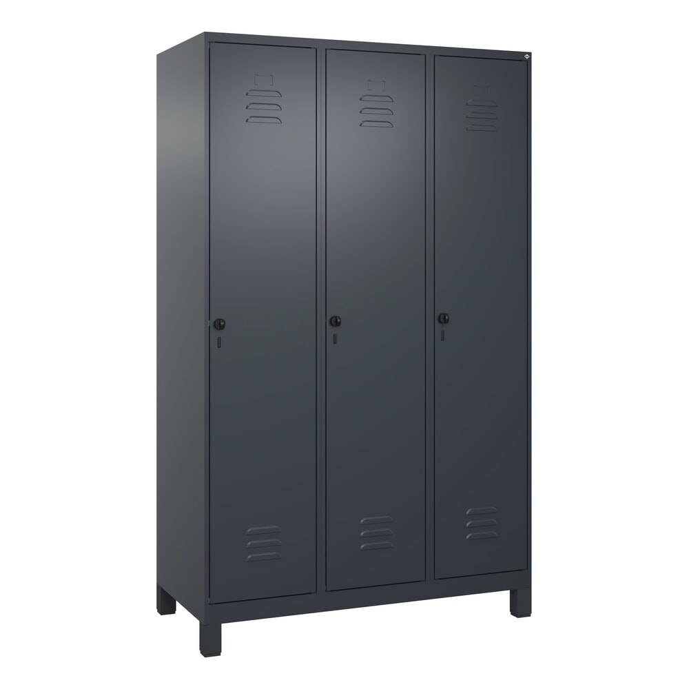 Produktabbildung Nr. 9: C+P Spind Classic PLUS, Füße, 3 Abteile, HxBxT 1.950 x 1.200 x 500 mm, anthrazitgrau, anthrazitgrau, für Vorhängeschloss, mit Mitteltrennwand