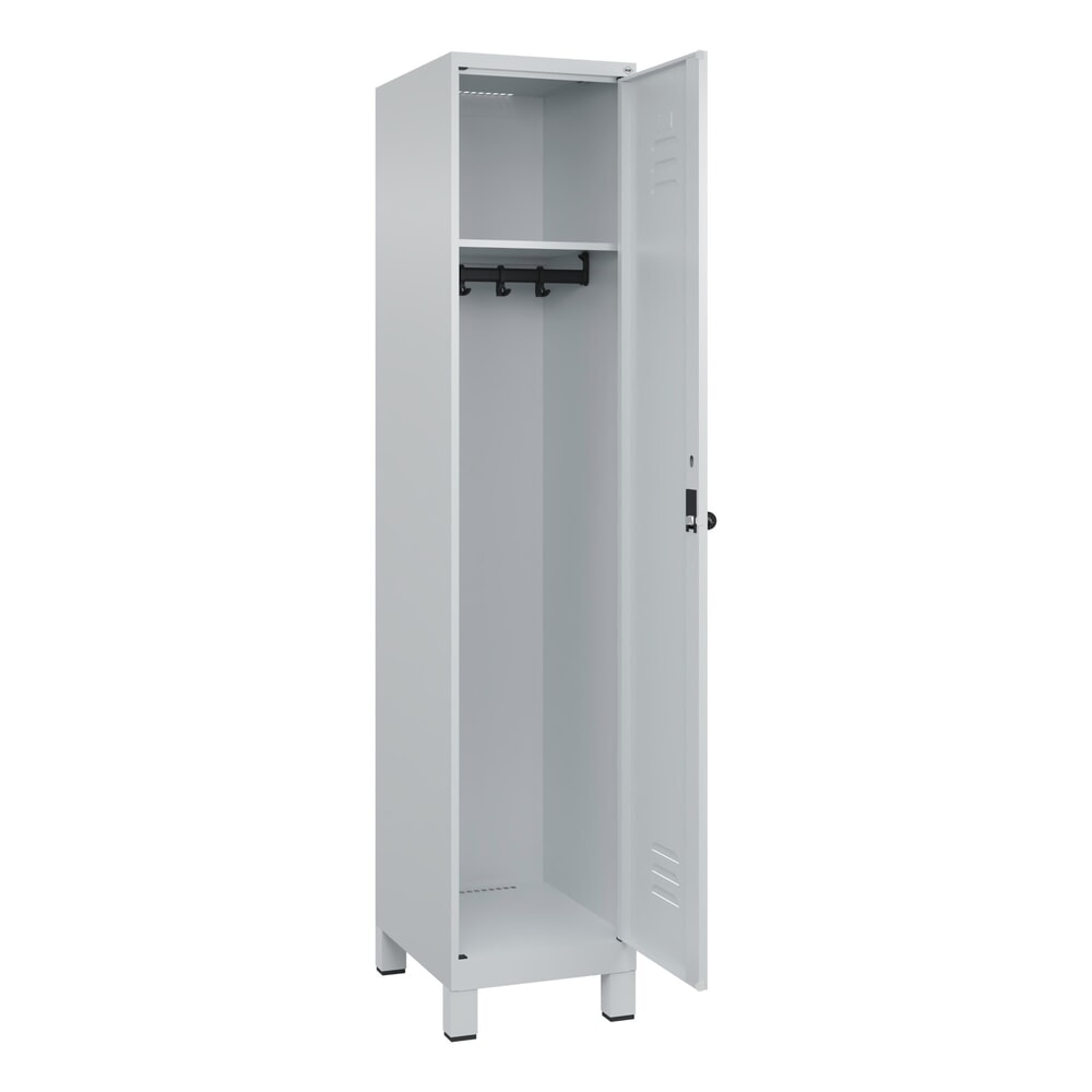 Produktabbildung Nr. 1: C+P Spind Classic PLUS, Füße, 1 Abteil, HxBxT 1.950 x 400 x 500 mm, lichtgrau, lichtgrau, für Vorhängeschloss, ohne Mitteltrennwand